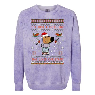 IM Just A Chill Guy Who Likes Christmas My New Character Colorblast Crewneck Sweatshirt