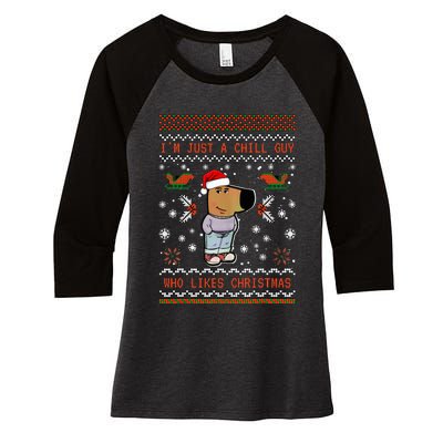 IM Just A Chill Guy Who Likes Christmas My New Character Women's Tri-Blend 3/4-Sleeve Raglan Shirt