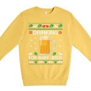 Ing Jesus Beer Lover Christian Ugly Christmas Gift Premium Crewneck Sweatshirt