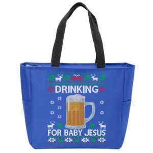 Ing Jesus Beer Lover Christian Ugly Christmas Gift Zip Tote Bag