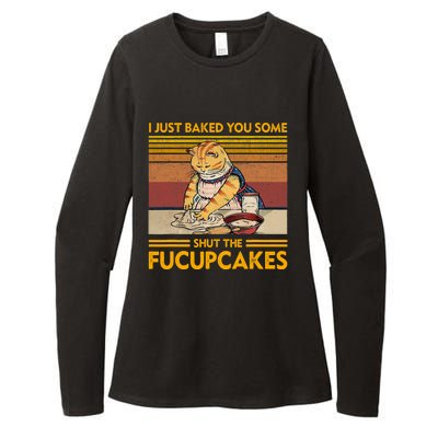 I Just Baked You Some Shut The Fucupcakes Retro Vintage Cat Womens CVC Long Sleeve Shirt