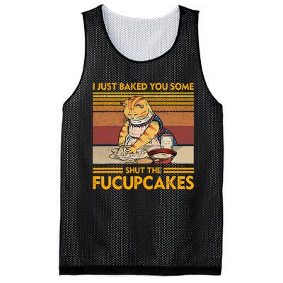 I Just Baked You Some Shut The Fucupcakes Retro Vintage Cat Mesh Reversible Basketball Jersey Tank