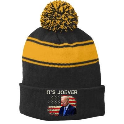 ItS Joever Biden Biden Has Quit The Race For President Stripe Pom Pom Beanie