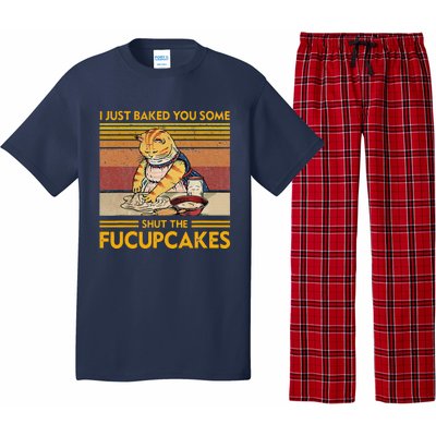 I Just Baked You Some Shut The Fucupcakes Retro Vintage Cat Pajama Set