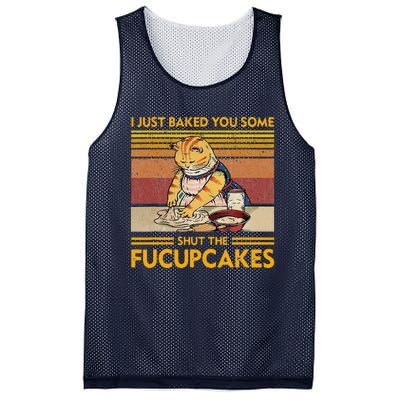 I Just Baked You Some Shut The Fucupcakes Retro Vintage Cat Mesh Reversible Basketball Jersey Tank