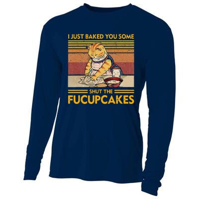 I Just Baked You Some Shut The Fucupcakes Retro Vintage Cat Cooling Performance Long Sleeve Crew