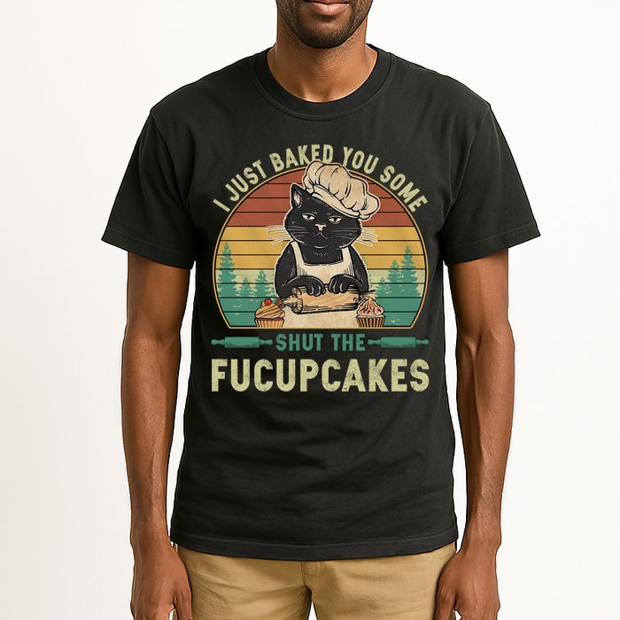 I Just Baked You Some Shut He Fucupcakes Vintage Retro Cat Tall T-Shirt