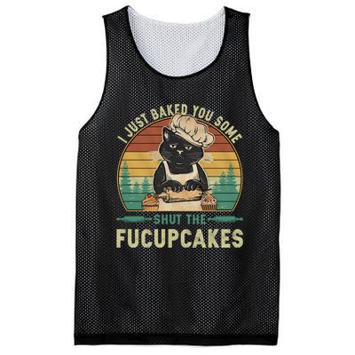 I Just Baked You Some Shut He Fucupcakes Vintage Retro Cat Mesh Reversible Basketball Jersey Tank