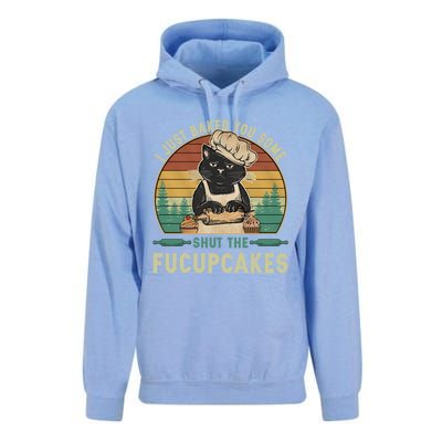 I Just Baked You Some Shut He Fucupcakes Vintage Retro Cat Unisex Surf Hoodie