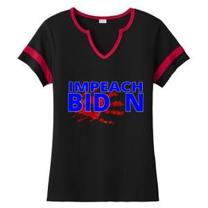 Impeach Joe Biden Bloody Handprint Ladies Halftime Notch Neck Tee