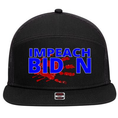 Impeach Joe Biden Bloody Handprint 7 Panel Mesh Trucker Snapback Hat