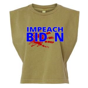 Impeach Joe Biden Bloody Handprint Garment-Dyed Women's Muscle Tee