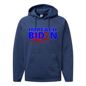 Impeach Joe Biden Bloody Handprint Performance Fleece Hoodie