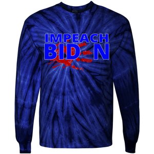 Impeach Joe Biden Bloody Handprint Tie-Dye Long Sleeve Shirt