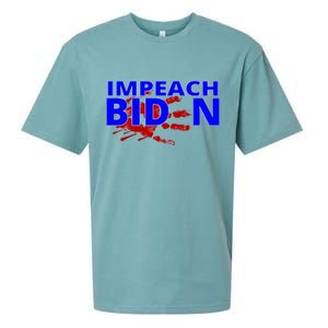 Impeach Joe Biden Bloody Handprint Sueded Cloud Jersey T-Shirt