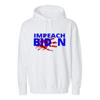 Impeach Joe Biden Bloody Handprint Garment-Dyed Fleece Hoodie