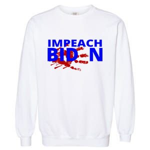 Impeach Joe Biden Bloody Handprint Garment-Dyed Sweatshirt