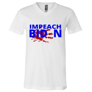 Impeach Joe Biden Bloody Handprint V-Neck T-Shirt