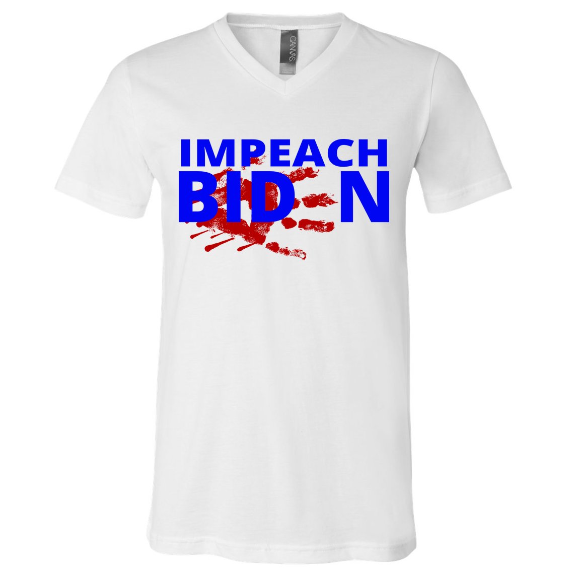 Impeach Joe Biden Bloody Handprint V-Neck T-Shirt