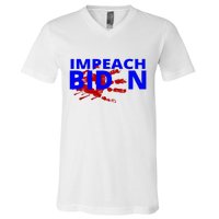 Impeach Joe Biden Bloody Handprint V-Neck T-Shirt