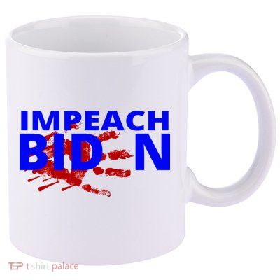 Impeach Joe Biden Bloody Handprint 11oz C Handle Ceramic Mug