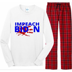 Impeach Joe Biden Bloody Handprint Long Sleeve Pajama Set