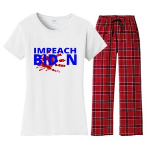 Impeach Joe Biden Bloody Handprint Women's Flannel Pajama Set