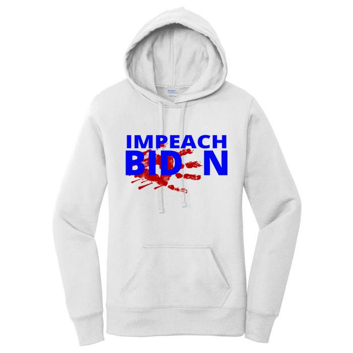 Impeach Joe Biden Bloody Handprint Women's Pullover Hoodie