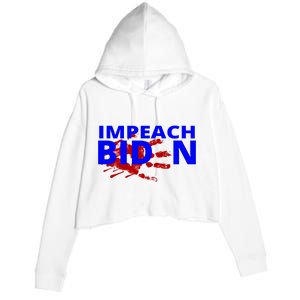 Impeach Joe Biden Bloody Handprint Crop Fleece Hoodie