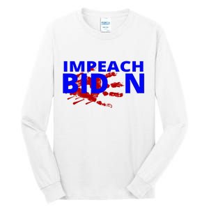 Impeach Joe Biden Bloody Handprint Tall Long Sleeve T-Shirt