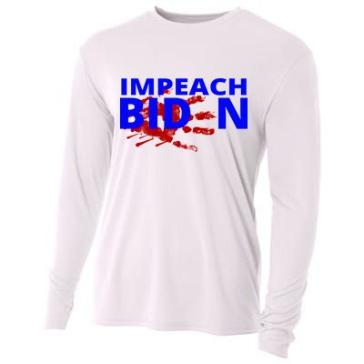 Impeach Joe Biden Bloody Handprint Cooling Performance Long Sleeve Crew