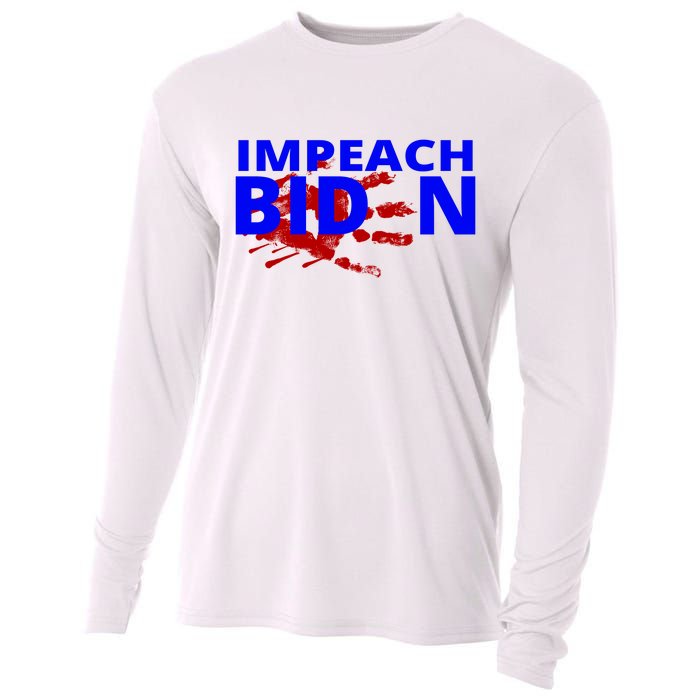 Impeach Joe Biden Bloody Handprint Cooling Performance Long Sleeve Crew