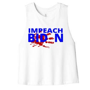 Impeach Joe Biden Bloody Handprint Women's Racerback Cropped Tank