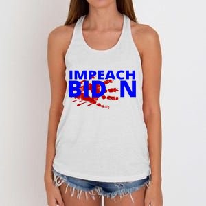 Impeach Joe Biden Bloody Handprint Women's Knotted Racerback Tank