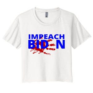 Impeach Joe Biden Bloody Handprint Women's Crop Top Tee