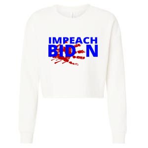 Impeach Joe Biden Bloody Handprint Cropped Pullover Crew