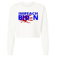 Impeach Joe Biden Bloody Handprint Cropped Pullover Crew
