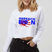 Impeach Joe Biden Bloody Handprint Cropped Pullover Crew