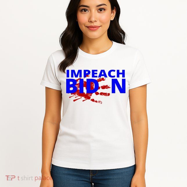 Impeach Joe Biden Bloody Handprint Womens T-Shirt