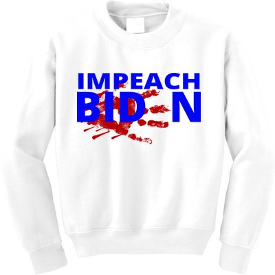 Impeach Joe Biden Bloody Handprint Kids Sweatshirt