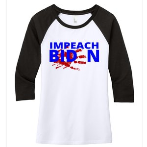 Impeach Joe Biden Bloody Handprint Women's Tri-Blend 3/4-Sleeve Raglan Shirt