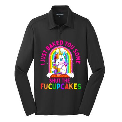 I Just Baked You Some Shut The Fucupcakes Funny Unicorn Gift Cool Gift Silk Touch Performance Long Sleeve Polo