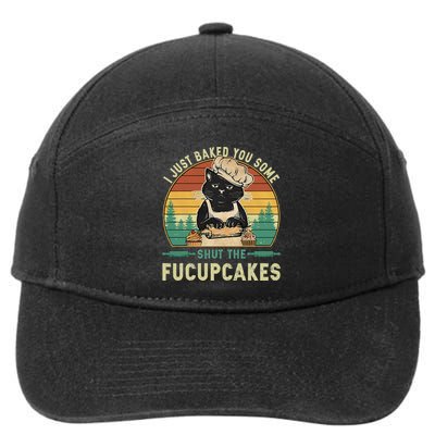 I Just Baked You Some Shut The Fucupcakes Vintage Retro Cat 7-Panel Snapback Hat