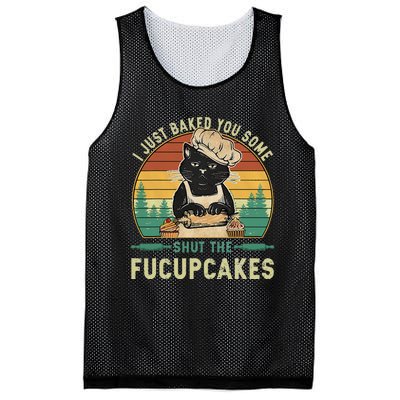 I Just Baked You Some Shut The Fucupcakes Vintage Retro Cat Mesh Reversible Basketball Jersey Tank