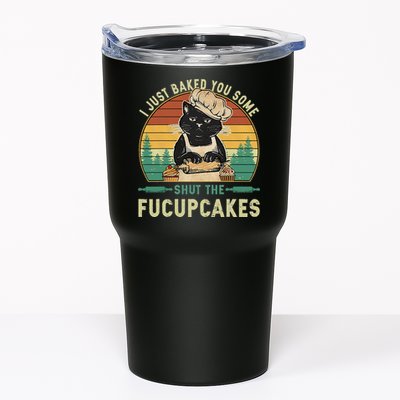 I Just Baked You Some Shut The Fucupcakes Vintage Retro Cat Tumbler