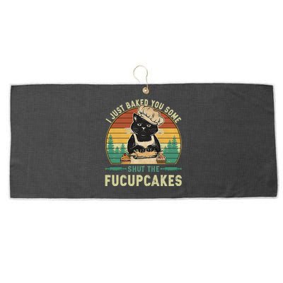 I Just Baked You Some Shut The Fucupcakes Vintage Retro Cat Large Microfiber Waffle Golf Towel