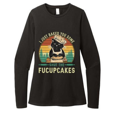 I Just Baked You Some Shut The Fucupcakes Vintage Retro Cat Womens CVC Long Sleeve Shirt