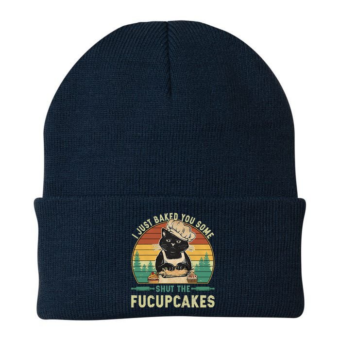 I Just Baked You Some Shut The Fucupcakes Vintage Retro Cat Knit Cap Winter Beanie