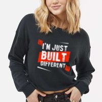 IM Just Built Different Cropped Pullover Crew