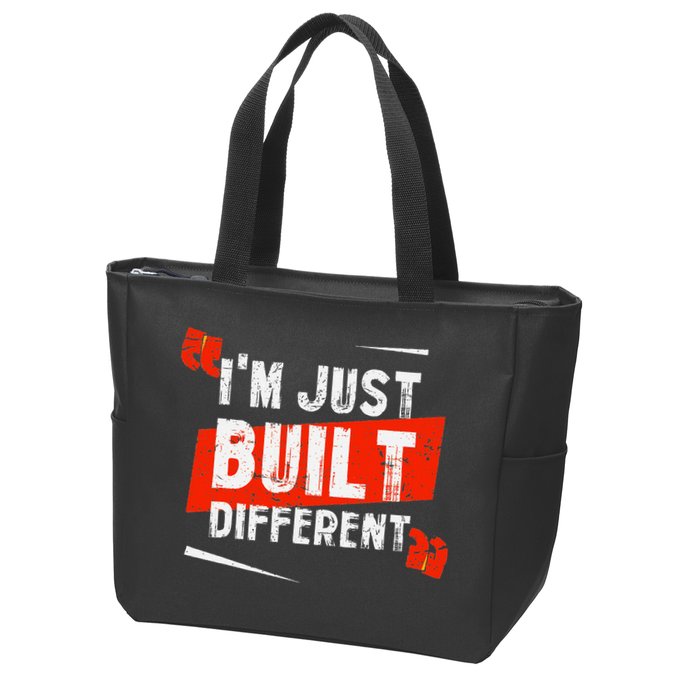 IM Just Built Different Zip Tote Bag